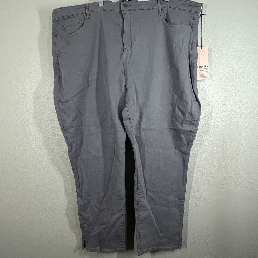 NYDJ Jeans Womens Plus 28 Curves 360 Slim Straight Ankle Side Slits Mineral Gray